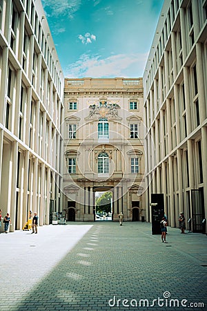 Vertical view the courtyard of the Humboldt Forum museum building in Berlin Editorial Stock Photo