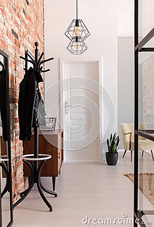 Vertical view of elegant entrance hall with white door Stock Photo