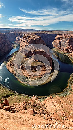 Vertical view of Horse Shoe Bend Stock Photo