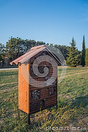 Insects house in a public park Stock Photo