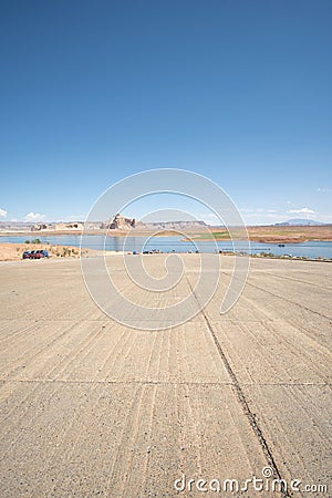 Vertical view from the Wahweap Marina boat ramp in Page, Arizona Stock Photo