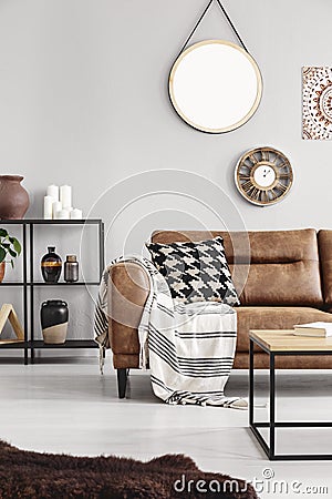 Vertical view of warm ethno living room Stock Photo