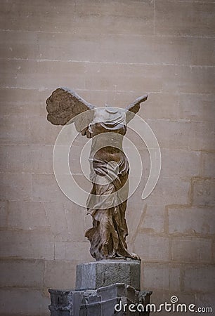 The Nike of Samothrace statue in Louvre Museum Editorial Stock Photo