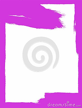 Vertical watercolor template for design. White background with purple frames drawn by rough brush. Ink, paint, grunge. Vector Illustration