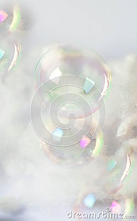 Vertical white bubble wall . Summer Bubbles Stock Photo