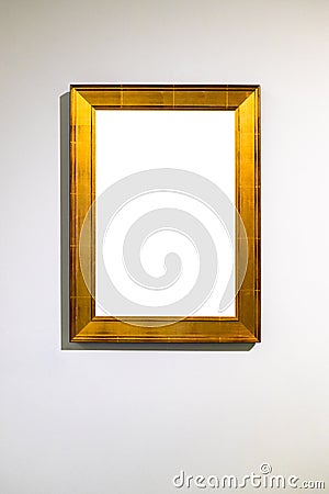 Vertical wide flat picture frame on vertical wall Stock Photo