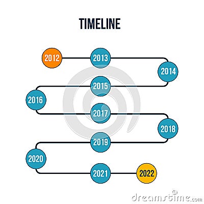 Vertical zigzag timeline, year indication. Concept of yearly schedule or timetable. Creative infographic design template Stock Photo
