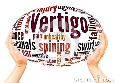 Vertigo word cloud hand sphere concept Stock Photo