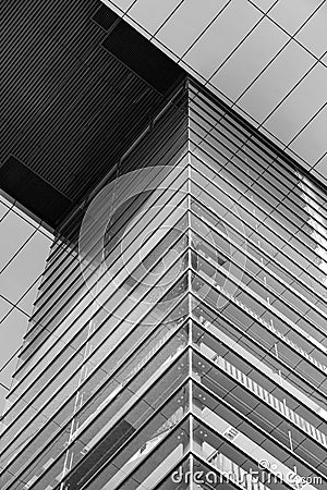 Vertival shot of the modern kranhaus building in the Rheinauhafen of Cologne, Germany Stock Photo