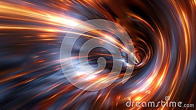 A very abstract image of a swirling vortex with bright orange and blue colors, AI Stock Photo