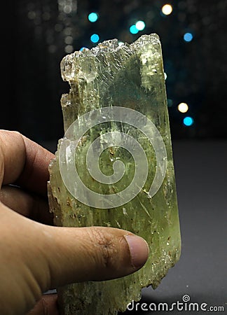 Very Amazing Lemon Green Triphane /hiddenite Var Spodumene Stock Photo