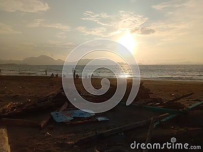 a very amazing view of the sunset by the beach Stock Photo