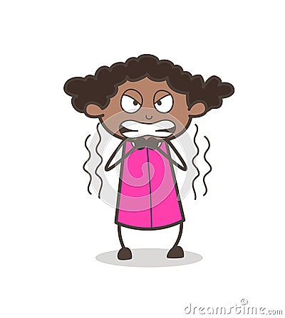 Very Angry Comic Young Girl Expression Vector Stock Photo