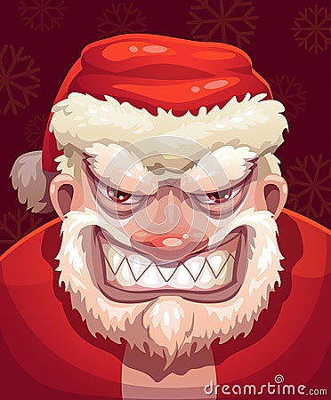 Very bad Santa face. Vector Illustration