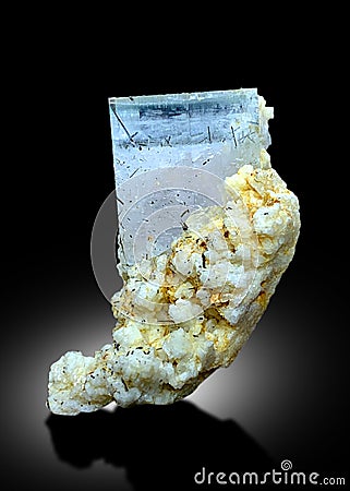 very beautiful aquamarine morganite var beryl with albite Mineral specimen from skardu Pakistan Stock Photo