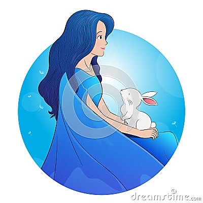 A very beautiful girl with an easter rabbit Stock Photo