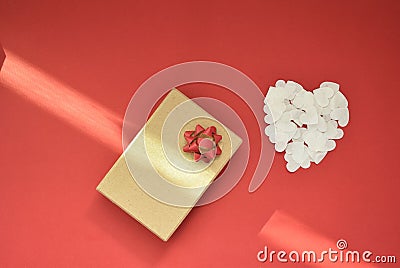Very beautiful Valentine's gifts, on a red background Stock Photo