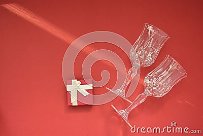 Very beautiful Valentine's gifts, on a red background Stock Photo