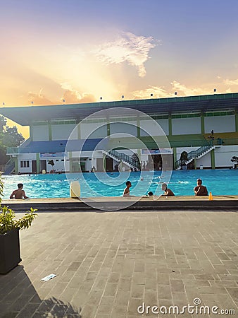 A very beautiful view of the pool in the afternoon Editorial Stock Photo