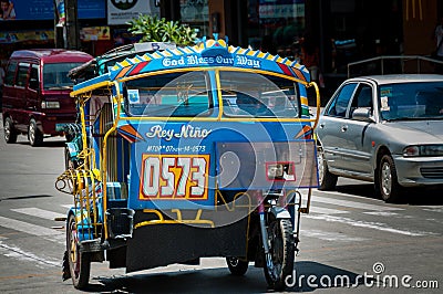 Very Bright and Colorful Tricycle of A Filipino Editorial Stock Photo