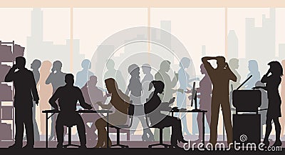 Very busy office color Vector Illustration