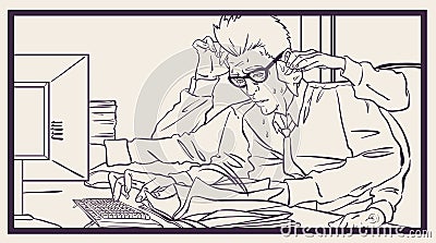 Very busy office worker Vector Illustration