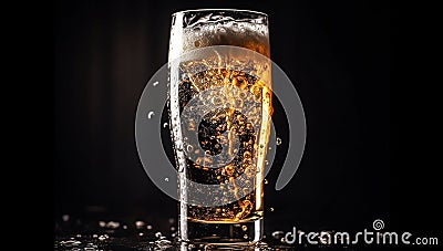 Very cold golden beer. AI generated Stock Photo