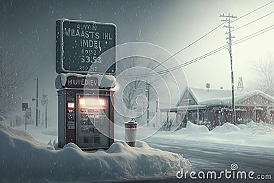 Very cold weather in america landscape united states in winter illustration generative ai Cartoon Illustration