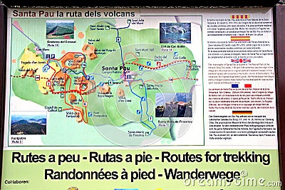 Santa Pau, France. Route for walking the volcanoes. Editorial Stock Photo