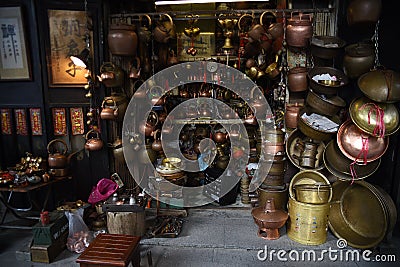 A very common copper smith shop panorama Editorial Stock Photo