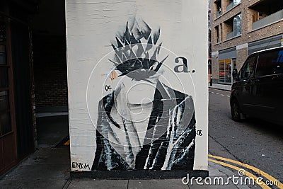 A very cool and abstract graffiti found in central London,Uk Editorial Stock Photo