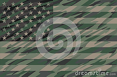 Patriotic Jungle Green Camo USA Flag Vector Illustration Vector Illustration