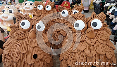 Very Curious Owls flock Stock Photo