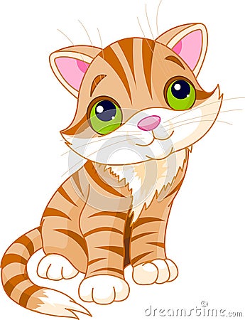 Very Cute kitten Cartoon Illustration