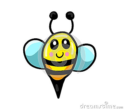 A Very Cute Little Adorable Bee Cartoon Illustration