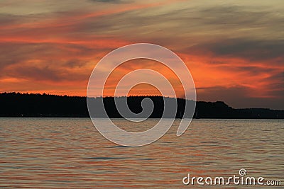 Very deep dusk on masuria. Stock Photo