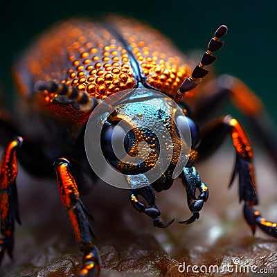 Very Detailed Beetle Macro Photography Stock Photo