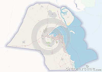 Physical map of the country of Kuwait colored Stock Photo