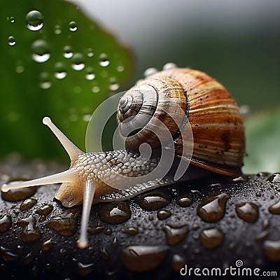 Very Detailed Snail Macro Photography Stock Photo