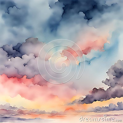 Very dramatic watercolor sky Stock Photo