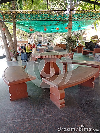 Very good seating arrangement has been made at the railway station. Editorial Stock Photo