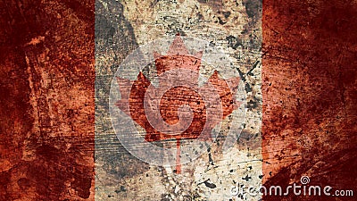 Very Grungy Canadian Flag, Canada Grunge Background Texture Stock Photo