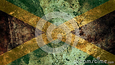 Very Grungy Jamaican Flag, Jamaica Grunge Background Texture Stock Photo