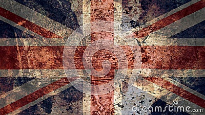 Very Grungy UK Flag, Great Britain Grunge Background Texture Stock Photo