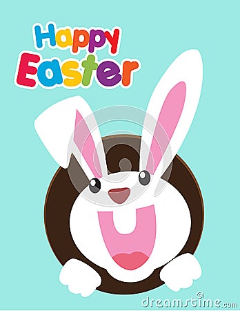 Very Happy Easter,bunny and egg with color background. Vector Illustration