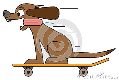 Dog on a Skateboard Vector Illustration