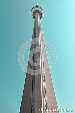 Very high modern concrete tower in a blue sky in daylight. Architecture concept Editorial Stock Photo