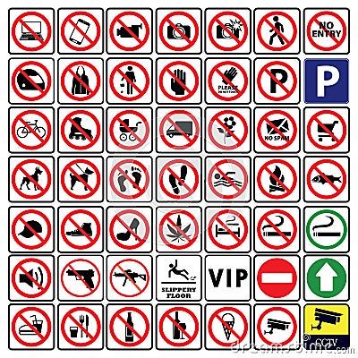 Very important and Most useful sign and symbol collection-Prohibition sign Collection Vector Illustration