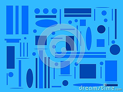 Different blue geometric shapes on a light blue surface Stock Photo