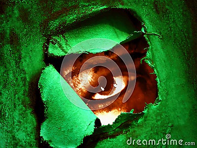 Very interesting work of art, where the eye is under a green background Stock Photo